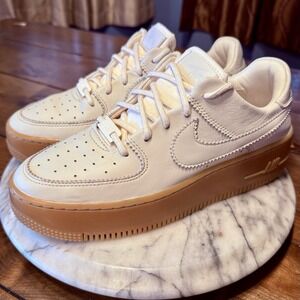 Nike Air Force 1 Sage Low LX Cream AR5409-100 Leather Low Trainer Women Sz 9